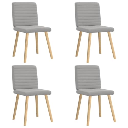 Sinkzol Juego de 4 sillas de comedor tapizadas de tela gris nube con respaldo y reposabrazos, estructura estable de metal y madera, asiento cómodo, ideal para comedor, cocina, salón, restaurante