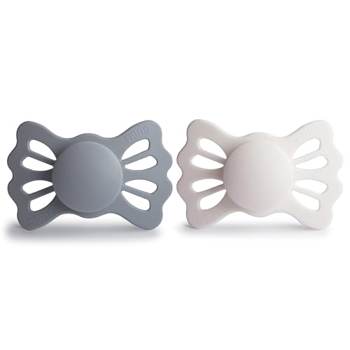 Image of FRIGG Lucky Symmetrical SilkySoft Silicone Baby Pacifier | Made in Denmark | BPA-Free (Great Gray /Silver Gray, 6-18 Months)