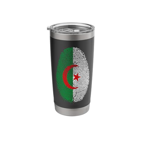 Algeria Flag Fingerprint Algerian Gift for Algerians Stainless Steel Insulated Tumbler