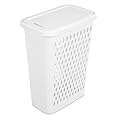 Sterilite Slim Laundry Hamper with Lid, Tall Plastic Hamper for Collecting Dirty Clothes or Sorting Clean Clothes, White, 4-Pack