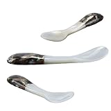 WANGCL Juego de 6 cucharas para caviar: cucharas de 10 cm con mango de abulón para servir caviar, huevos y vajilla de catering.