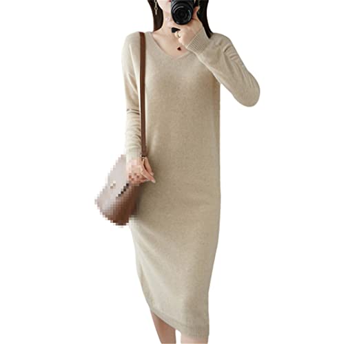 Robe ample en laine mérinos col en V pour les journées d'hiver