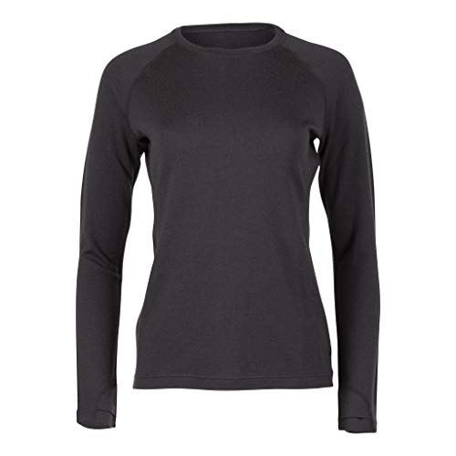 Ridge Merino Women's Inversion Heavyweight Crew Merino Wool Base Layer Shirt (Black, Large)