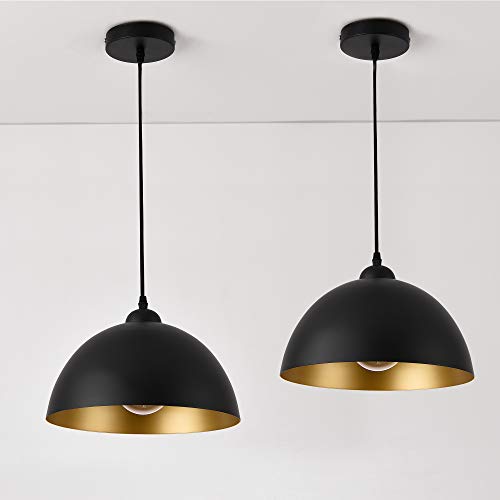 lux.pro Hängeleuchte im 2er-Set Hängelampe E27 Deckenleuchte Metall Schwarz-Gold