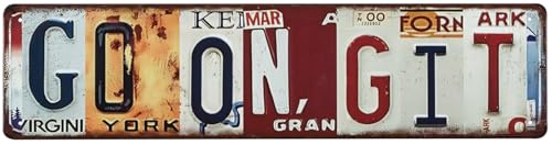 ERLOOD GO ON GIT Retro Metal Tin Sign Street Sign Home Garden Rustic Wall Decor 16 x 4 Inches