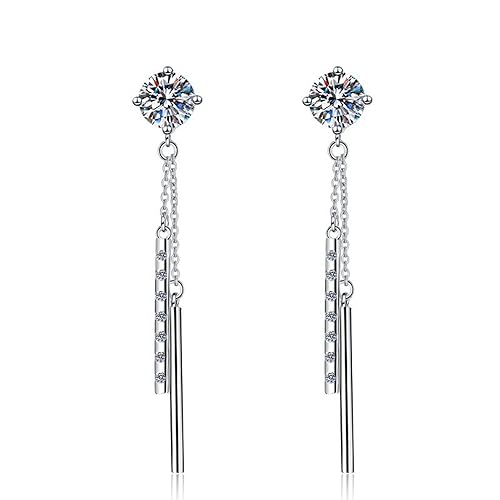 Boucles d'oreilles moissanite pendantes argent 925 clarté VVS1 bijoux femme
