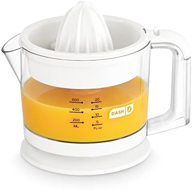 Dash Citrus Juicer Extractor: Compact Juicer for Healthy Juice, Oranges, Lemons, Limes, Grapefruit & other Citrus Fruit with Easy Pour Spout + 32 oz Pitcher - White