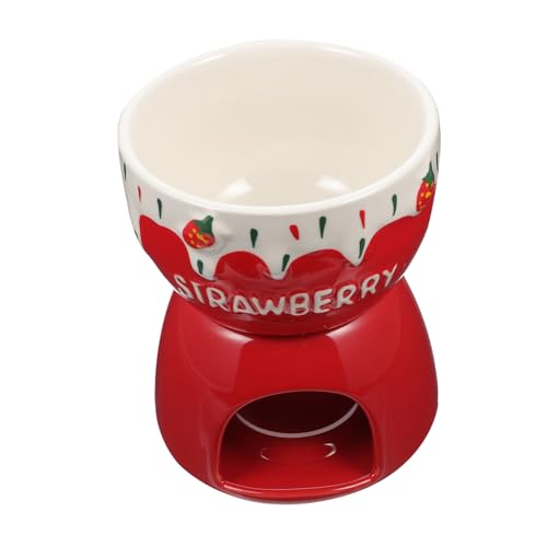 UTHCLO 1 Juego Horno para derretir Chocolate Largo Fondue crisol de Chocolate Cuenco Calentador de Mantequilla de cerámica crisol Calentador de Chocolate Olla para derretir Chocolate Rojo