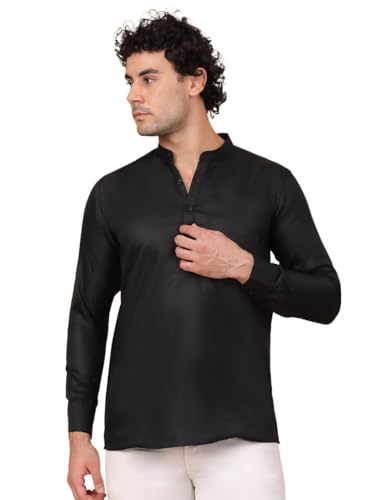 Image of Jompers Men's Cotton Regular Fit Solid Short Kurta