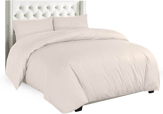Royale Linens® Plain Duvet Cover Set - Soft Percale Quality Blend Cotton Bedding Quilt with Pillow cases (Mocha, Super King)