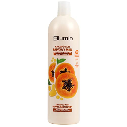 Blumin Champú Suave y Tratante de Papaya y Miel Efecto Sedoso y Ultrabrillante Aporte Extra de Sales Minerales, 1000 ml