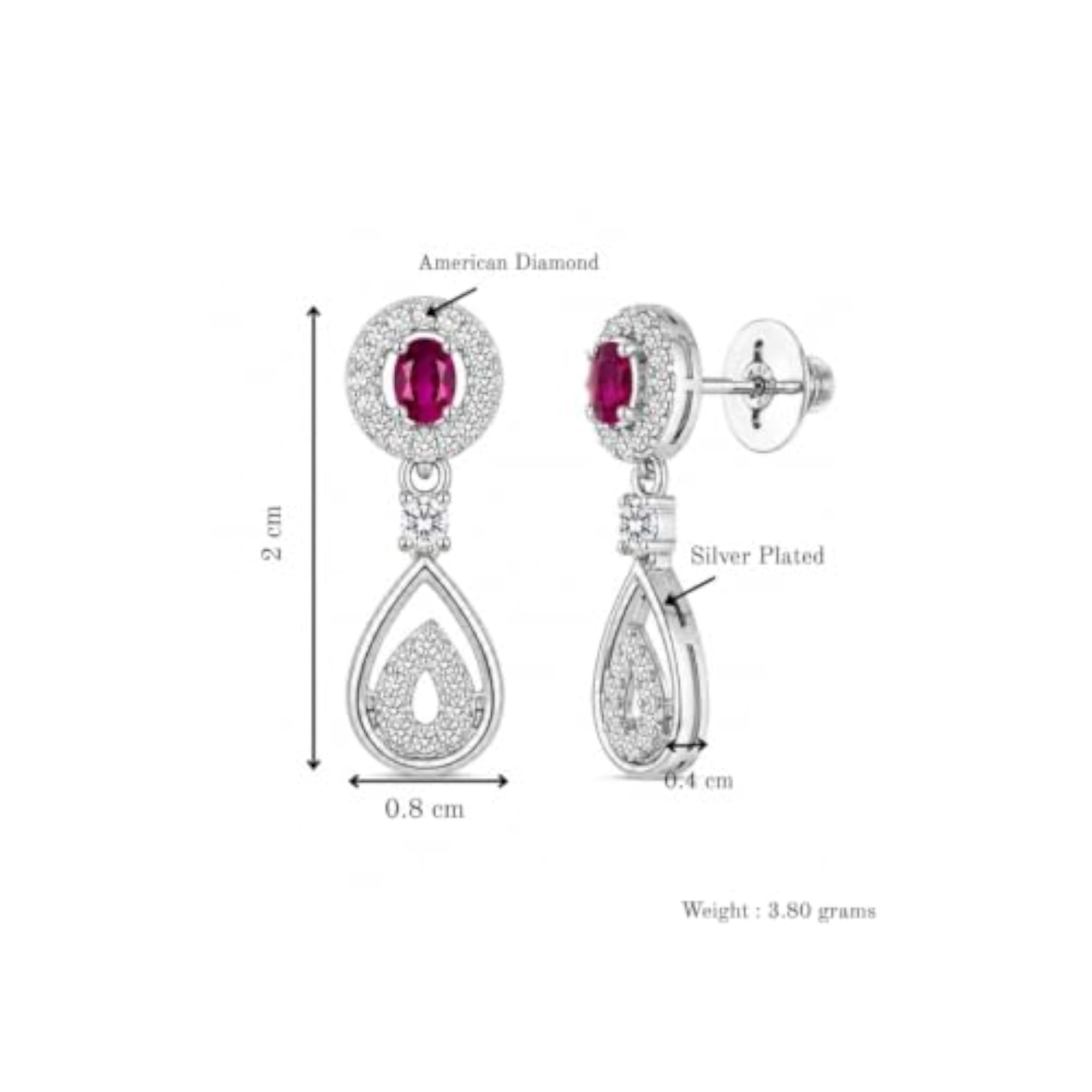 Nilu's Silver Plated Teardrop Dangle Earrings