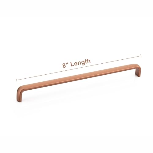 Image of 8 Inches PVD Rose Gold Stainless Steel Kitchen Cabinet Handles /Drawer Pull Handles for Cupboard & Almirah /Long Wardrobe & Furniture Door Handles(Pack of 4)