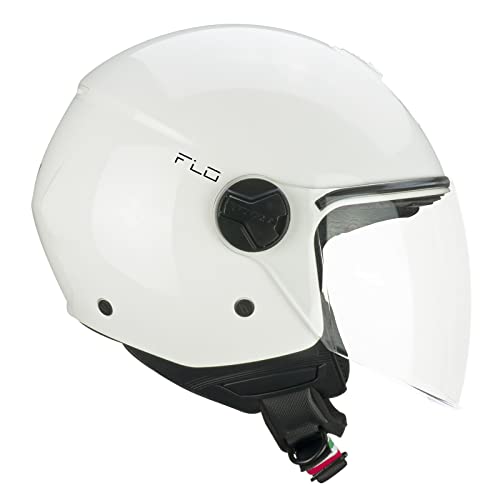 3 MISURE DI CALOTTA ESTERNA CGM Casco open face, 167A FLO MONO Bianco lunga, S
