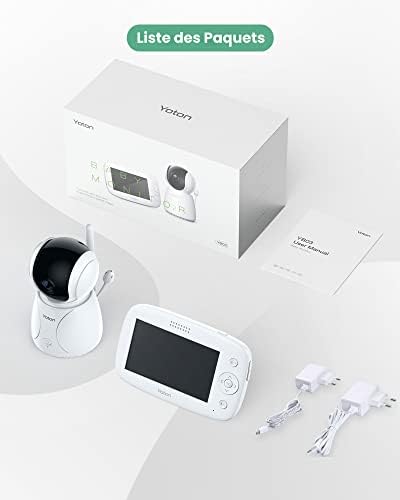 YOTON Baby Monitor with Camera, 4.3" HD Screen,3200mAh Rechargeable Battery, Motion Detection, Remote Pan-Tilt-Zoom,Two-Way Talk, Vox, 8 Lullabies, Night Vision,Temperature Monitoring,Feeding Reminder