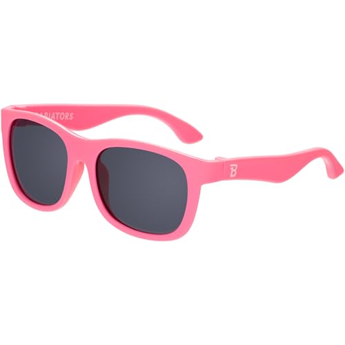 Image of Babiators Kids Sunglasses With UV400 Lens for 6+ Years Kids, 100% UVA + UVB Sun Protection | Non-Breakable Flexible Rubber Frame, Shatter and Impact Resistant, BPA Free | The Navigators - Pink