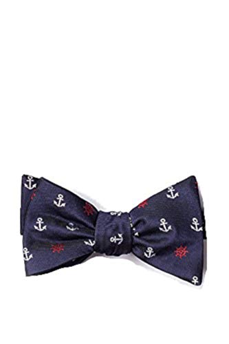 Men's Nautical Anchors & Ships Wheels Butterfly Bow Tie Neckwear (Navy Blue)