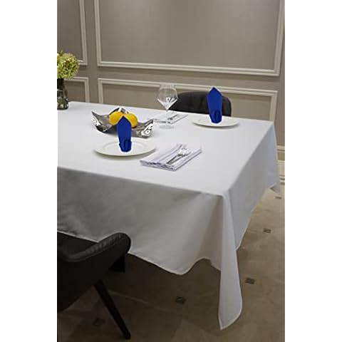 12 Pack Royal Blue Napkins and 52x114 inch White Tablecloth Cover