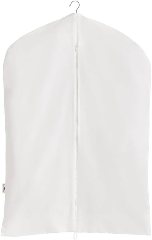Forever Cotton Premium 100% Cotton Cover – 60" Off-White Soft Fabric Suit Cover with YKK Zipper – Breathable, Washable, Dust-Proof Storage for Suits, Long Coats, Dresses, Jackets & Travel/Closet Use