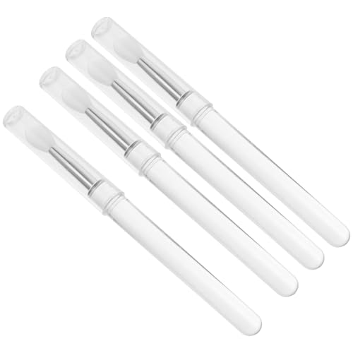 Hohopeti 4 Pinceles de Silicona para Labios Tapa, Aplicadores Reutilizables Transparentes para Maquillaje Labial, Mascarillas y Sombra de Ojos, Accesorios de Belleza para Uso Diario