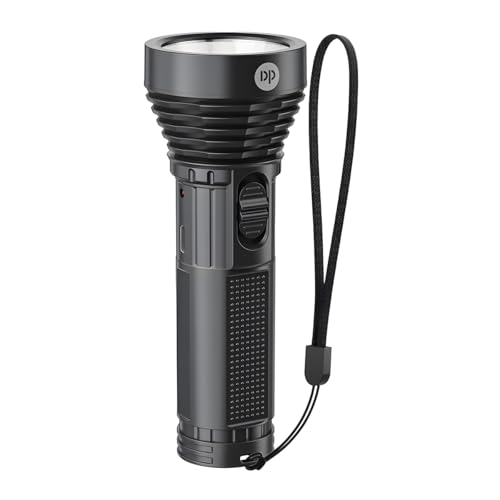 Image of Rechargeable Flashlight - 10000 Lumen High Power LED Torch, 1200M Long Beam, USB-C Charging, 10+ Hours Runtime, Camping, Hiking, Emergency, Outdoor Use (Black-DP-9005B)