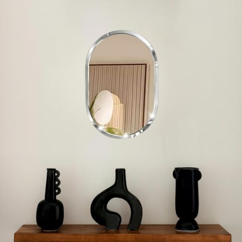Image of Creative Arts n Frames 8x12 inch 5mm Thick Beveled Smooth Edges Frameless Wall Mount HD Mirror Home Office Hotel Decor for Living Restroom Bedroom Bathroom (Capsule Shape 8x12 inch HD Mirror)