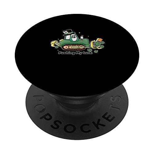 Cute Irish Pushing My Luck Saint Patrick's Day PopSockets Swappable PopGrip, Black