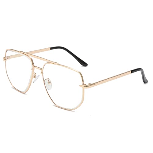Long Keeper Lunettes de Soleil Homme - Lunette de Soleil Pilote Unisexe, Lunette Retro pour Homme Femme Cadre Carré En Metal Lunette Tony Stark UV400 60 MM
