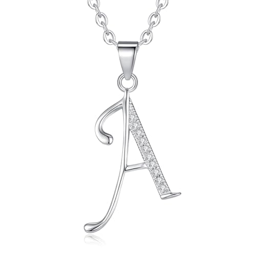 VIKI LYNN Collier Pendentif Lettre Initial en Mon Collier Prénom DIY Les Noms avec Les Lettres! - Idée Cadeau pour Vos Amis - Argent Fin 925 et Oxyde de...
