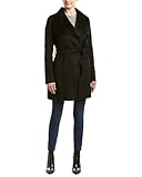 Tahari Ella Women's Wool Blend Double Face Warm Wool Wrap Coat Black Size XS