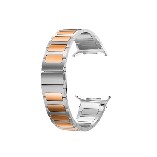 �ɓK������Samsung Galaxy Watch 8 Classic 46mm/ 8 40mm/ 44mm �E�H�b�`�o���h�ɓK�����郁�^���X�e�����X�X�`�[���X�g���b�v(Silver Rose Gold,For Watch 8 Classic 46mm)