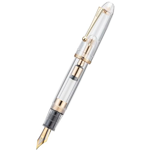Image of Jinhao 9019 Dadao Series Fountain Pen Transparent Clear Gold Trim #8 Medium Nib with Large Converter for Writing, Signature and Calligraphy