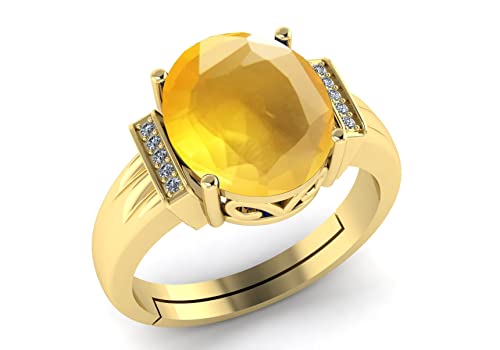 INDIA MADE Zaffiro giallo certificato 6,25 Ratti 5,50 carati placcato oro Rign per uomini e donne - B0BF5KWMYK, Argento, Zaffiro sintetico