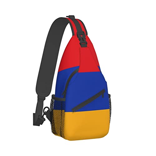 Mochila cruzada unisex con bandera armenia negra miniatura 3