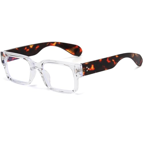 Image of Breaksun Rectangle Glasses for Men Women Square Blue Light Glasses Thick Frame Black Eyeglasses