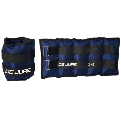 Image of DE JURE FITNESS Ankle & Wrist Weight Pair, Adjustable Strap, 2KG Pair (2Kg x 2 = 4kg) (E) Blue