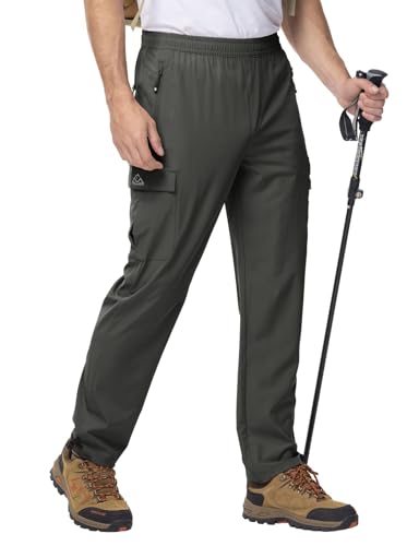 Rdruko Wanderhose Herren Sommer Cargohose Stretch Outdoorhose Wasserdicht Trekkinghose Reisenhose Männer mit 5 Taschen für Wandern Klettern (Dunkelgrau XL)