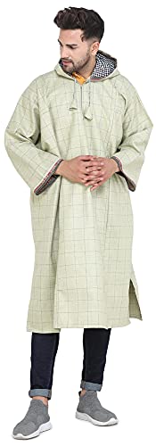 Image of Exotic India Men's Woolen Blend Kashmiri Phiran with Hood | Pure Wool Long Overcoat-Oversized Phiran for Men