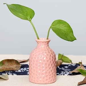 Hewory Mini Ceramic Flower Vase: Modern Small Vases Set of 4 Bud Vase for Flowers for Home Living Room Table Decoration, Wedding Party Centrepiece,7.5cm (blue/green/yellow/pink)