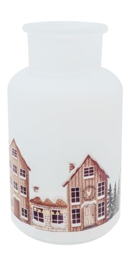 Concord GmbH Deko Vase aus Glas mit Winterlandschaft Motiv -...