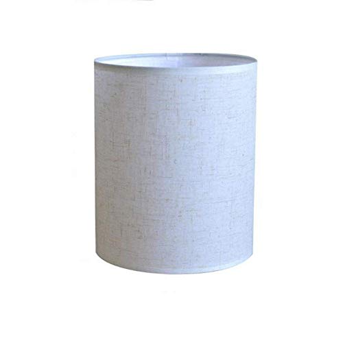 Abat-jour tambour en lin, abat-jour cylindrique pour lampe de chevet, lampe de bureau, lampe de table, lampadaires, abat-jour droit pour suspension, beige-blanc, diamètre 14 cm, hauteur 26 cm
