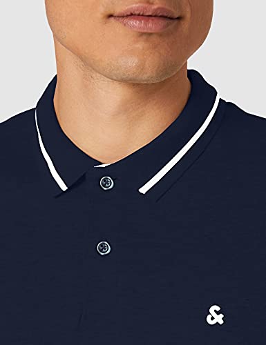 JACK & JONES Men Slim Fit Polo Shirt JJEJERSEY Uni Summer Shirt Short Sleeve Basic Jersey Cotton, Couleurs:Bleu-Marine, Size:L - Image 6