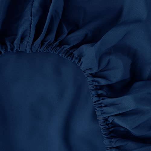Image of Ghooss Full Size Fitted Sheet-Single Fitted Deep Pocket Sheet up to 14 Inch-Wrinkle-Fade-Stain Resistant-1 Pack(Dark Blue,Full)