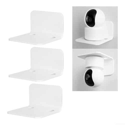 ZWEquipint Juego de 3 estantes flotantes acrílicos de pared, estantes de exhibición transparentes sin taladro para cámaras, almacenamiento minimalista con clips de cable (0163-1)