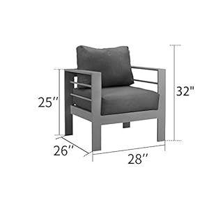 Solaste patio furniture metal armchair2 pcs all weather aluminum garden outdoor contemporary sofa chair with cushions grey  urban country home decor