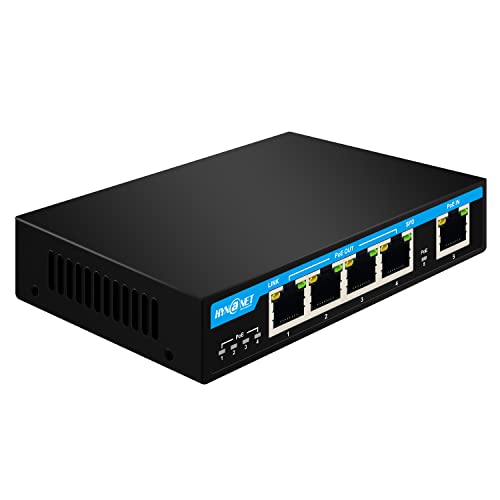 Image of PX204 4 Port Gigabit PoE Powered Switch Extender, IEEE802.3af /at /bt PoE Passthrough Switch, 1 Port 90W PoE++ in, 4 Port PoE+ 30W Out PoE Repeater for Camera,VOIP