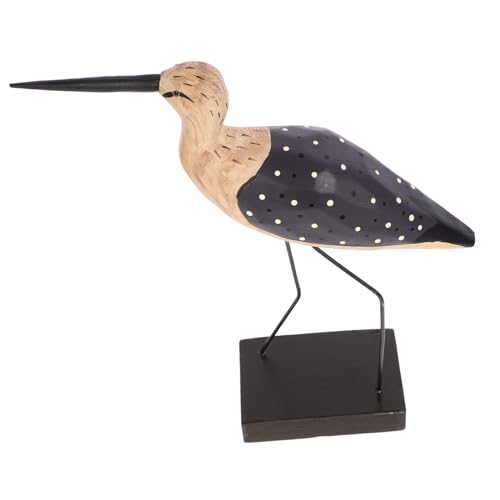 IMIKEYA Figura De Animal Tallada Madera y Hierro Patas Largas, Decoración De Escritorio Color Marrón Oscuro, Artesanía Natural para Hogar y Oficina, Obsequio Decorativo Única