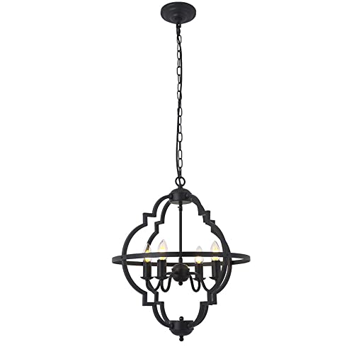Luminaire suspendu à bougie industriel en métal forgé de style lustre vintage