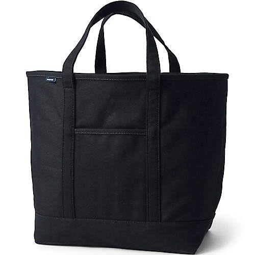 Image of Lands' End Solid Open Top Canvas Tote Black/black X-Large Regular Handle