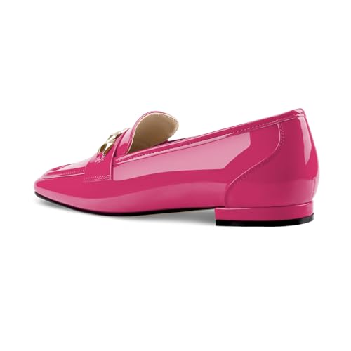 Image of Oh Mispares Womens Loafers Square Toe Low Heel Penny Loafers Fashion Comfortable Slip on Flats Casual Dressy Shoes for Women Work Office Patent Leather